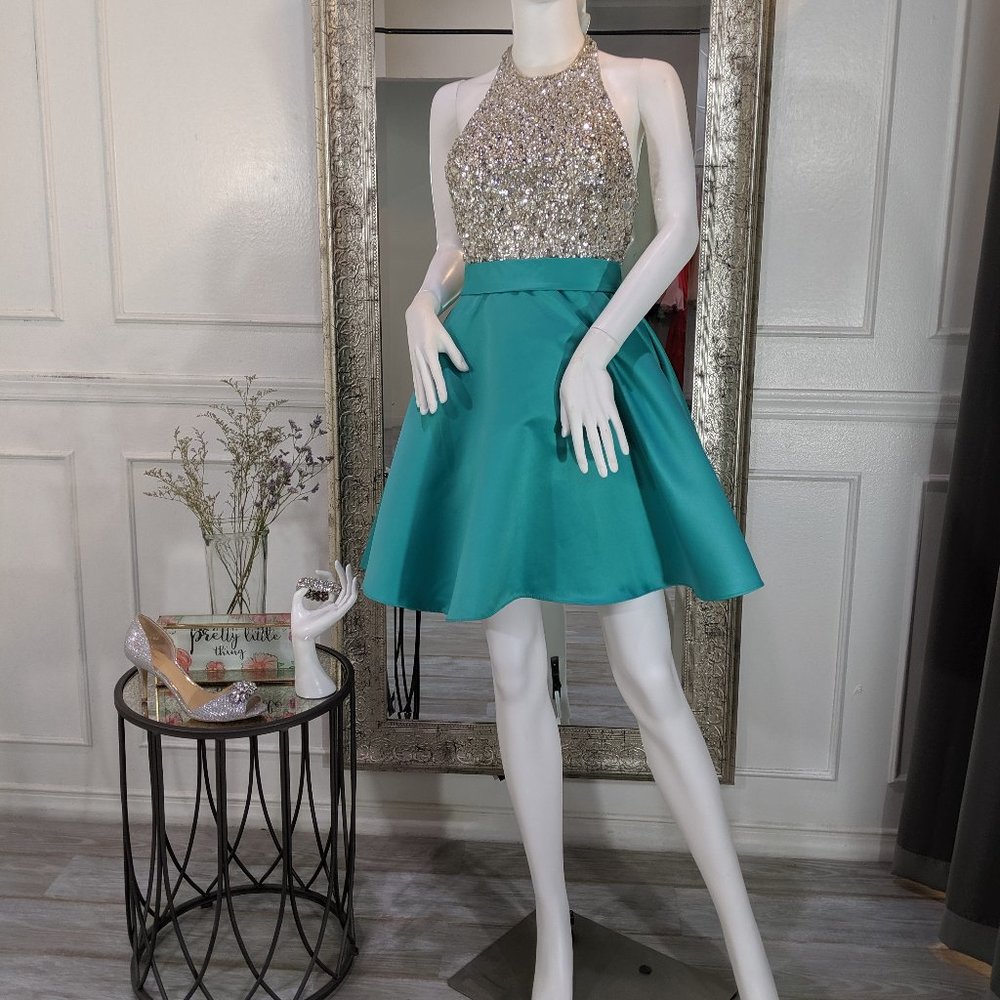 Aqua Short Cocktail Homecoming Formal Dress